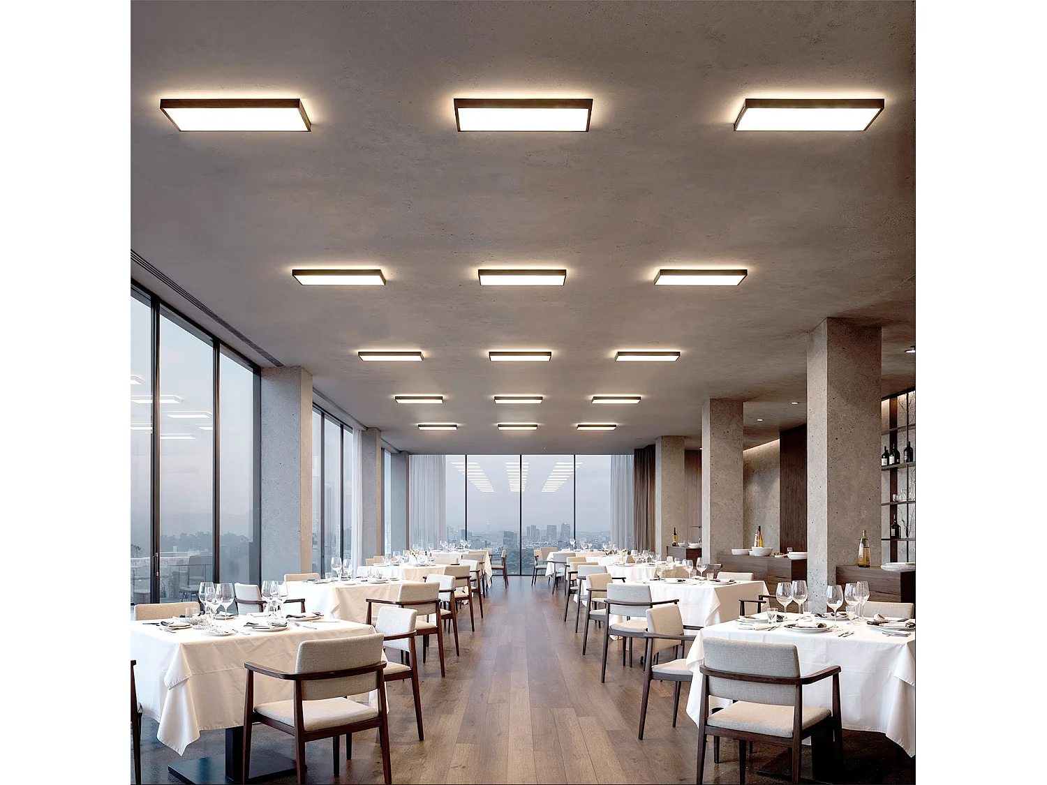 Plafonnier LED 24W Rectangulaire SwitchCCT Sélectionnable 580x200 mm Double Face Noir Sélectionnable (chaud-neutre-froid)