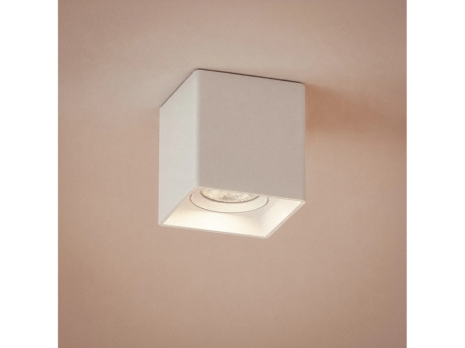 Applique da Soffitto Quadrata Bianco con Lampadina GU10 Space 2700K Bianco Caldo