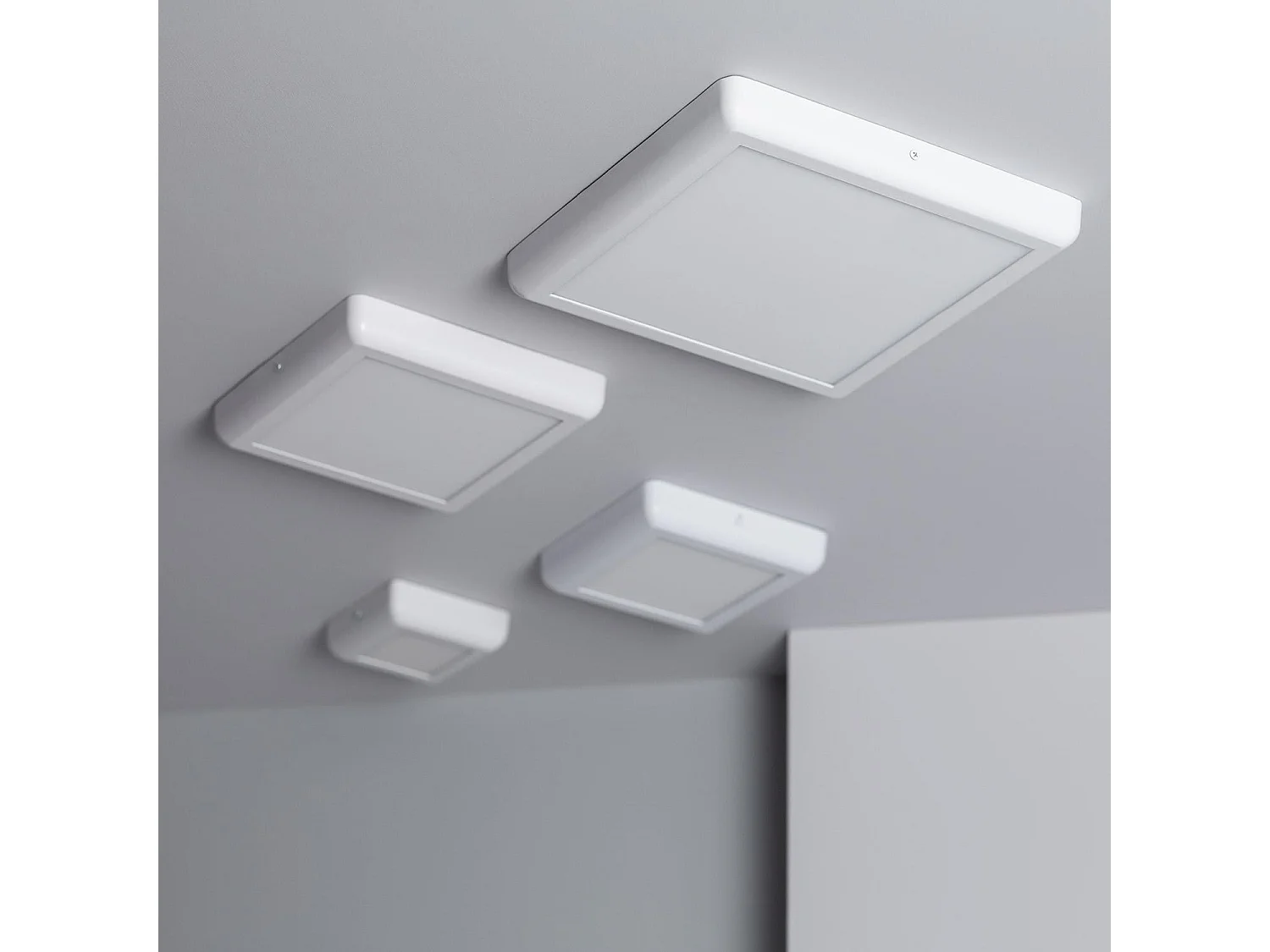 Plafonnier LED Carré Métal Design White 12W 178x178mm  3000K Blanc chaud