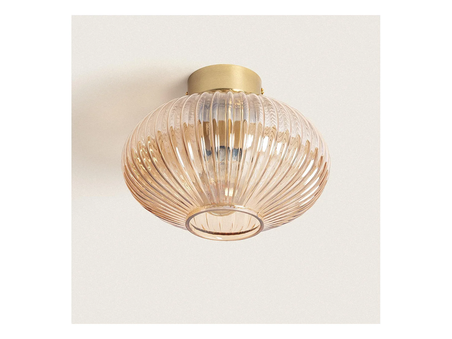 Plafonnier Métal et Verre Basile Ambre