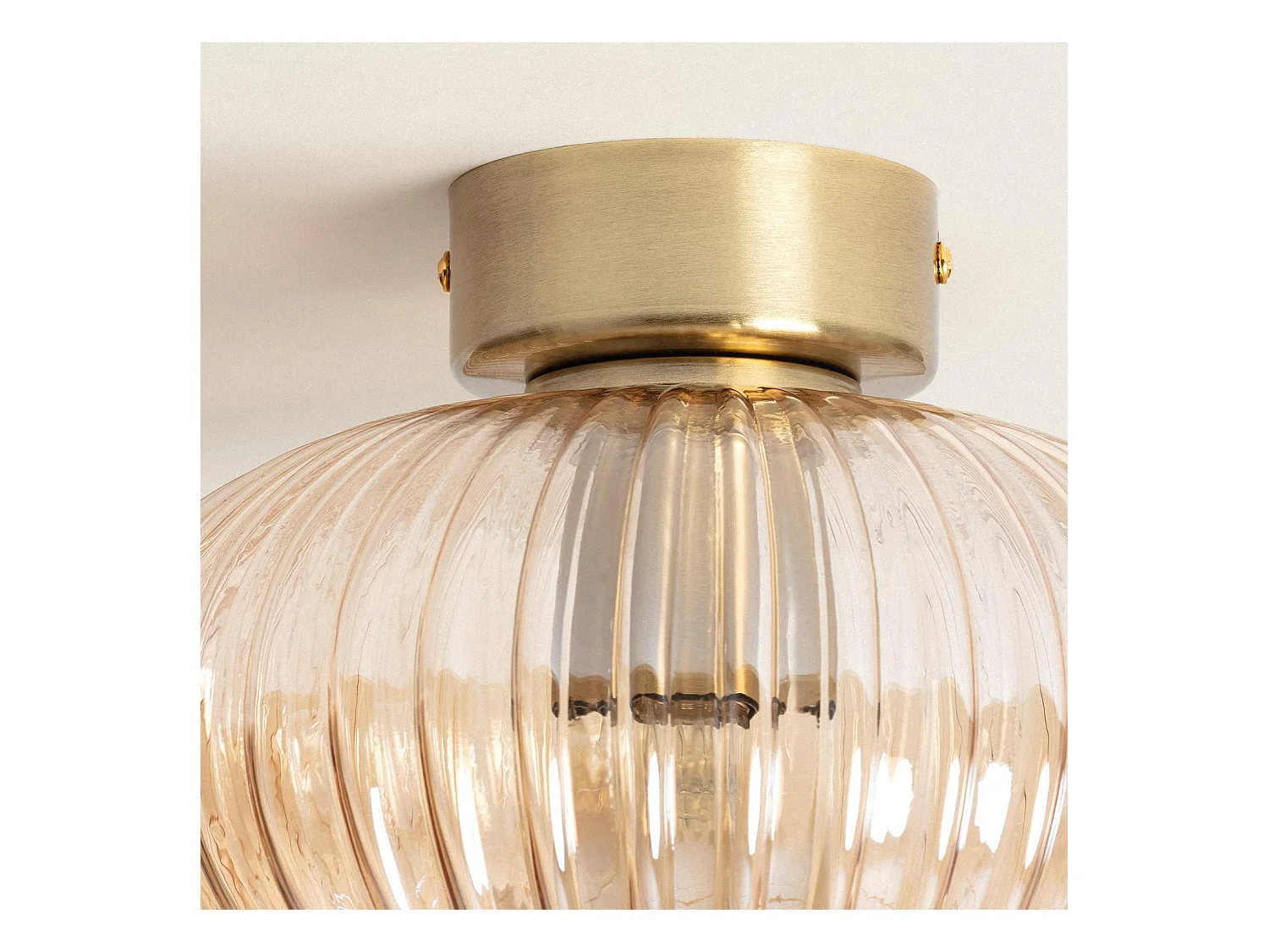 Plafonnier Métal et Verre Basile Ambre