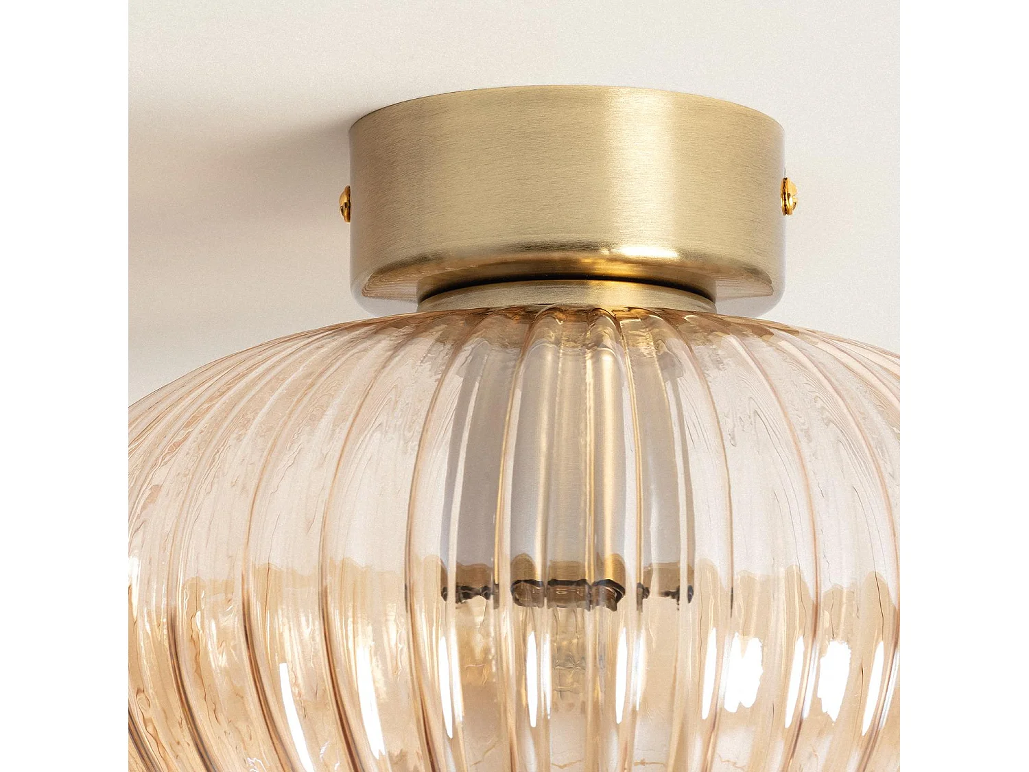 Plafonnier Métal et Verre Basile Ambre