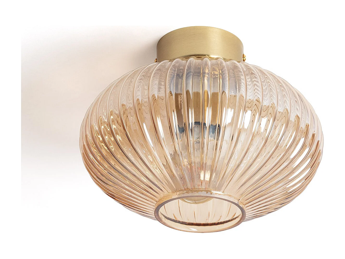 Plafonnier Métal et Verre Basile Ambre