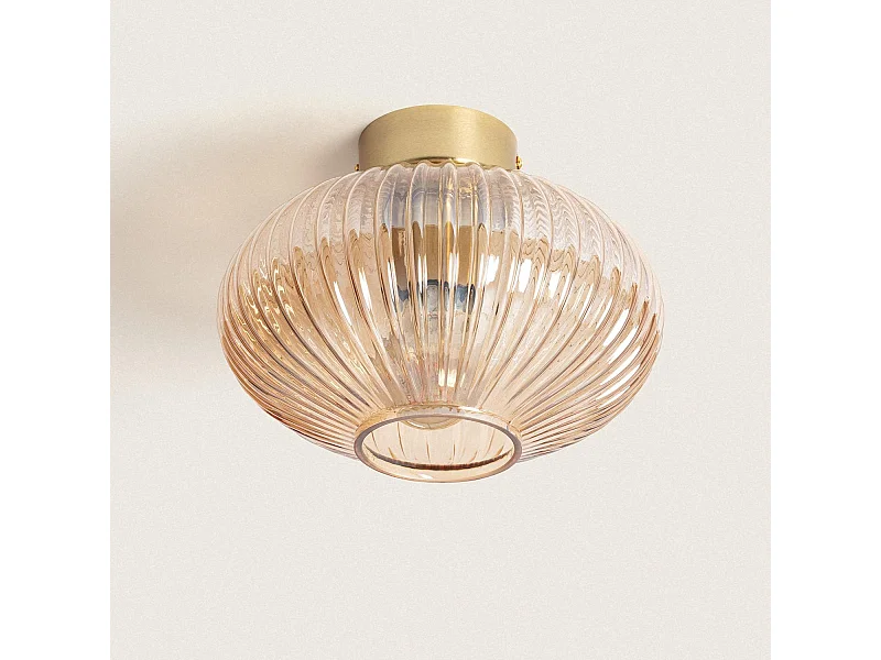 Plafonnier Métal et Verre Basile Ambre
