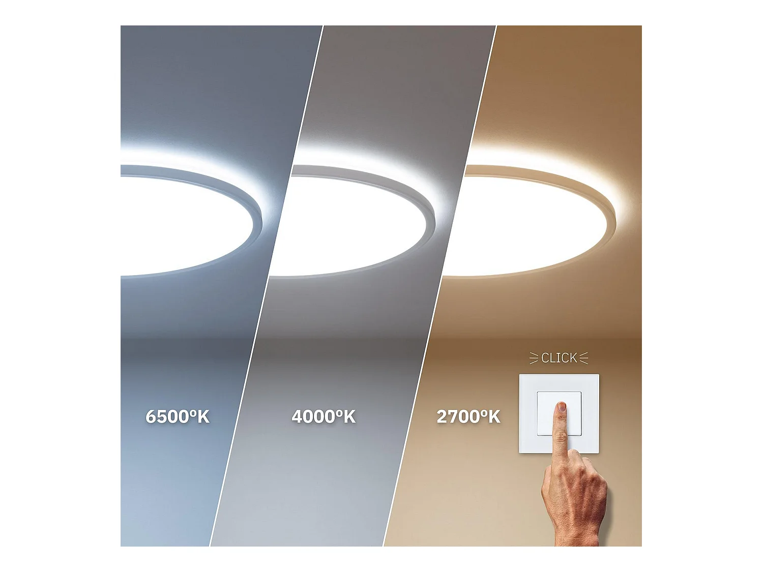 Plafoniera LED 24W Circolare SwitchCCT Selezionabile Ø420 mm Doppia Luce Selezionabile (Caldo-Naturale-Freddo)