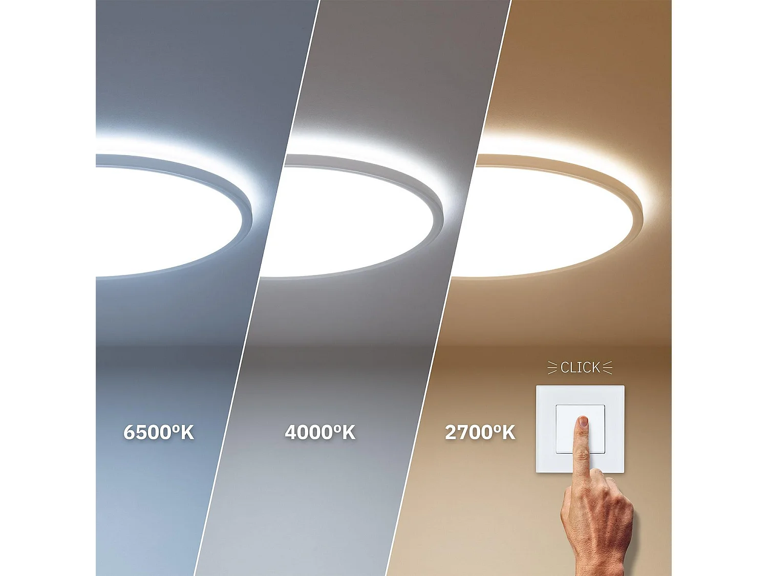 Plafón LED 24W Circular Ø420 mm Doble Cara SwitchCCT Seleccionable (Cálido-Neutro-Frío)