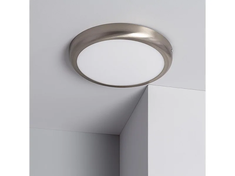 Plafoniera LED 24W Circolare Metallo Ø300 mm Design Argento 2900K - 3200K Bianco Caldo