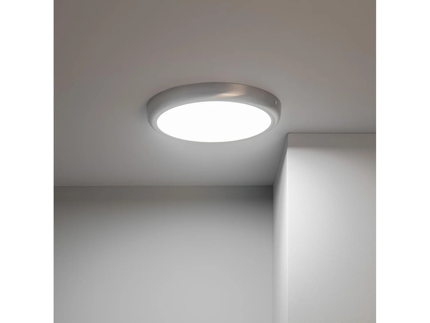 Plafonnier LED Rond Métal 24W Design Silver Ø300mm 2900K - 3200K Blanc chaud