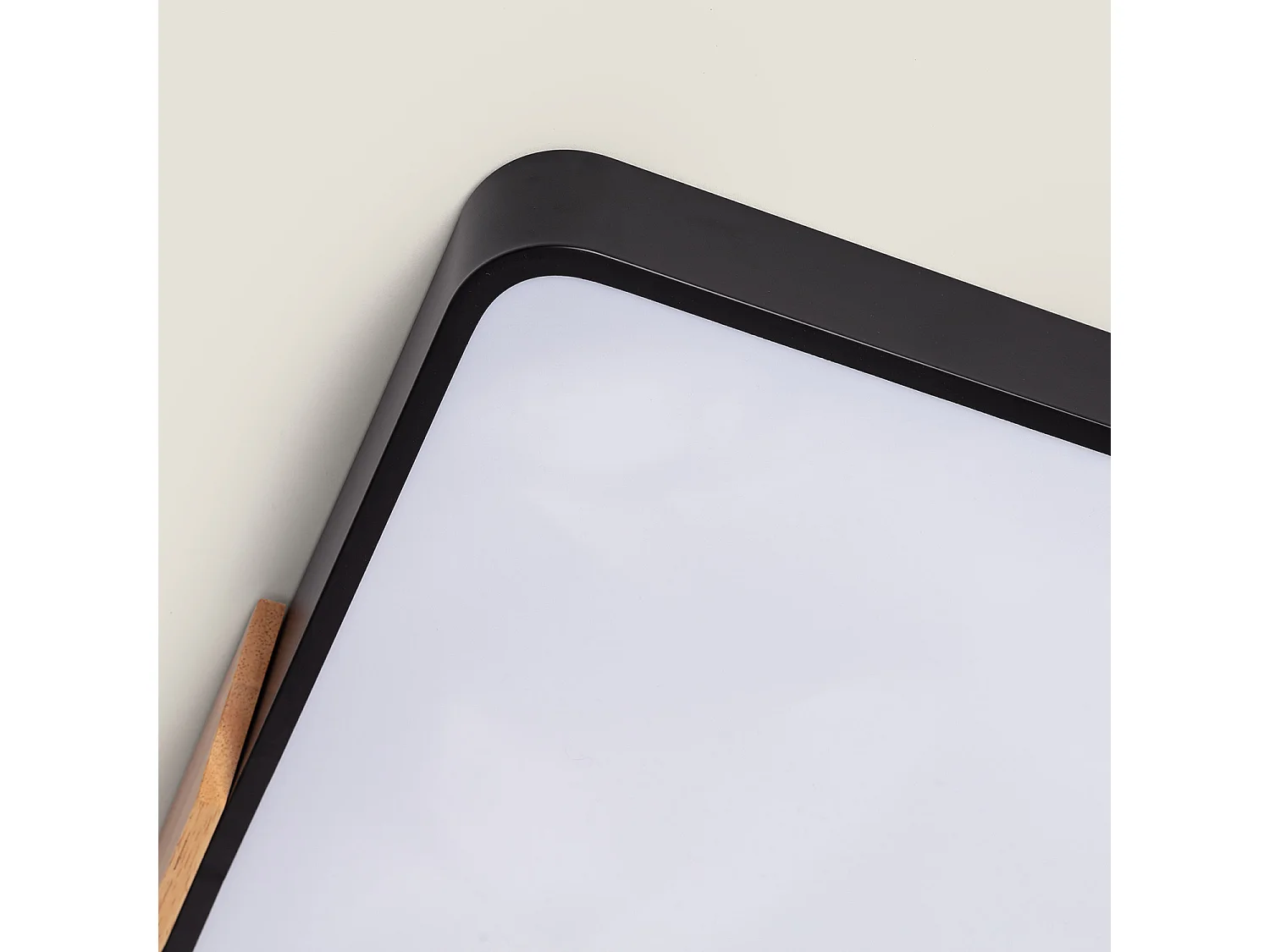 Plafonnier LED 30W Rectangulaire Bois et Métal 625x425 mm CCT Sélectionnable Semi-Dari Noir