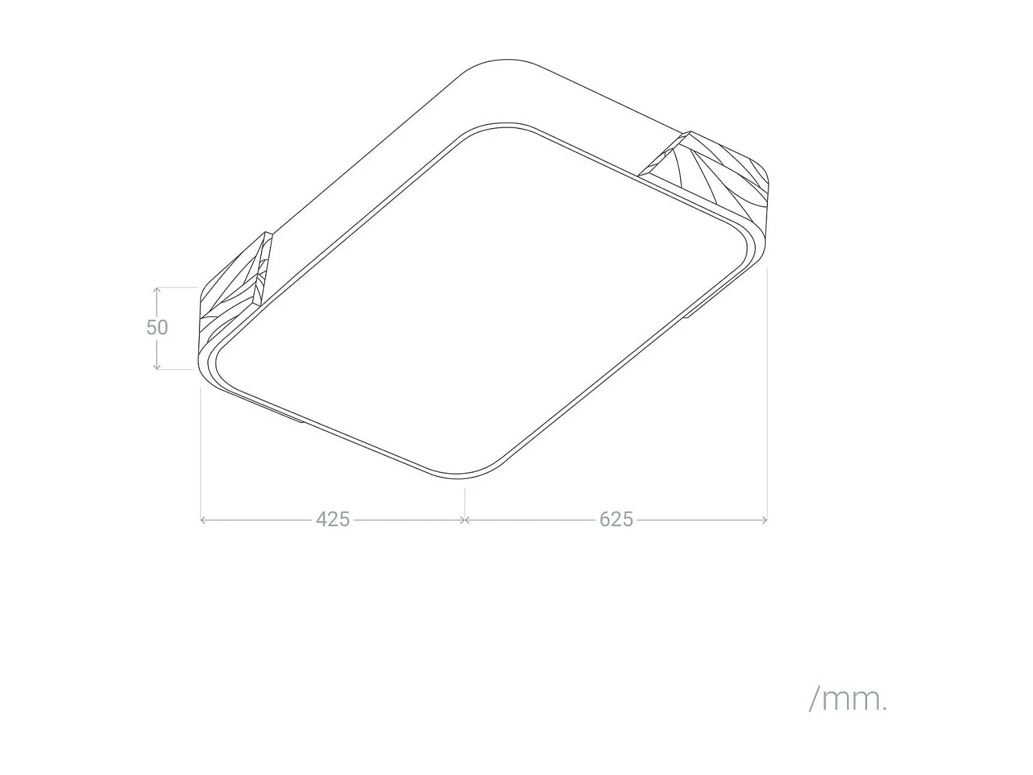 Plafoniera LED 30W Rettangolare Legno e Metallo 625x425 mm CCT Selezionabile Semi-Dari Nero