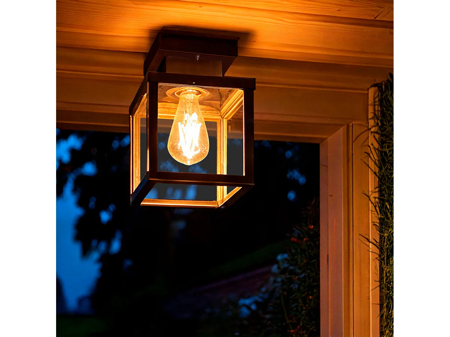 Aplique de Techo Exterior Acero Inoxidable Theia Negro