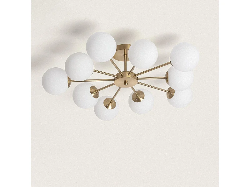 Lampadario Metallo e Vetro Moonlight Brass 10 Lampade Oro