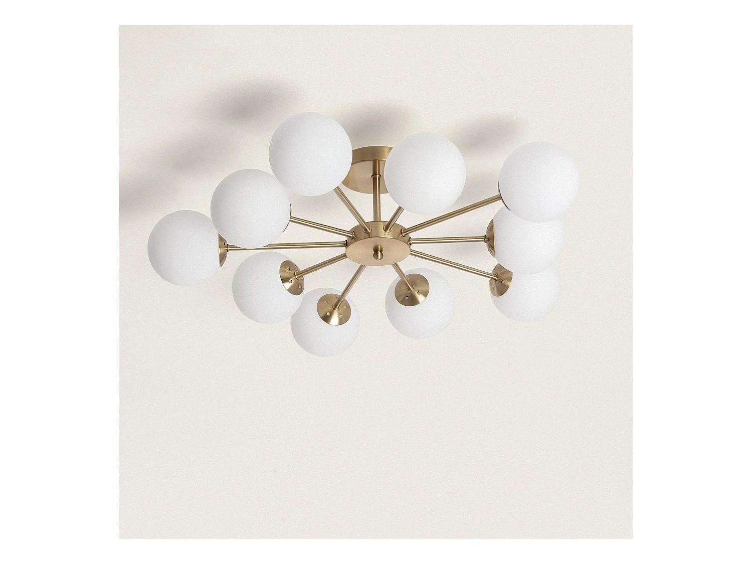 Plafonnier Métal et Verre Moonlight Brass 10 Spots Doré