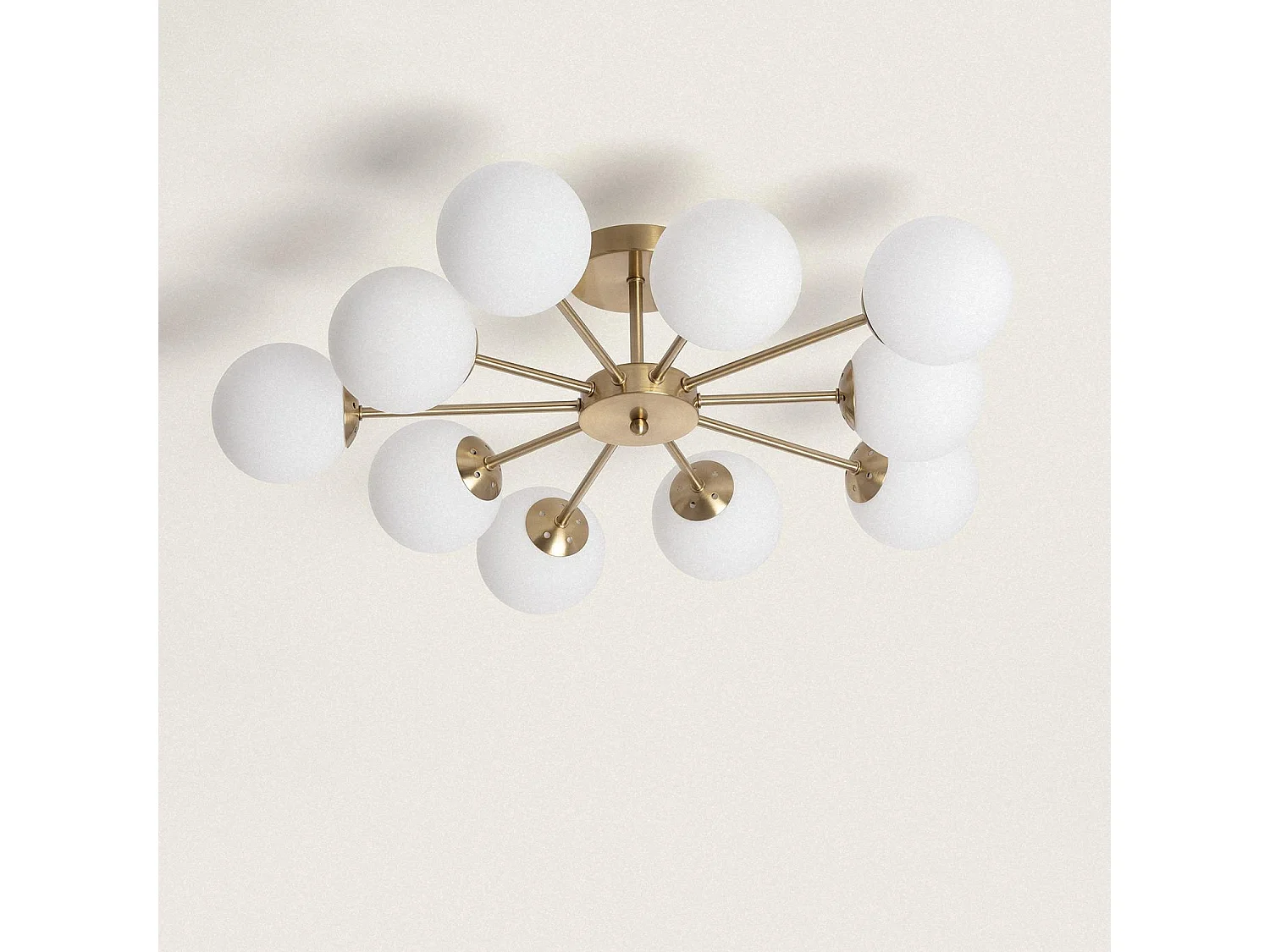 Plafonnier Métal et Verre Moonlight Brass 10 Spots Doré