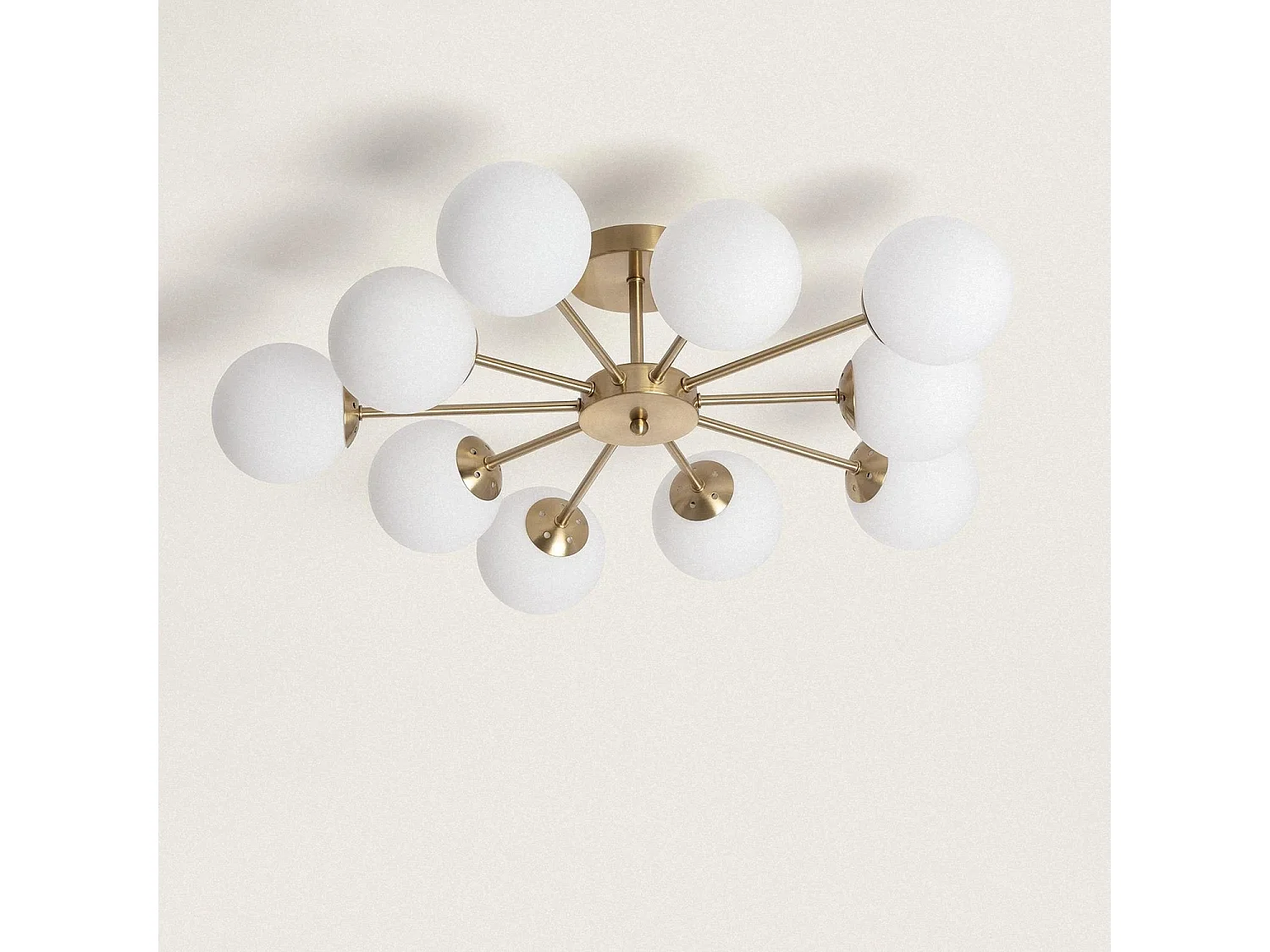 Plafonnier Métal et Verre Moonlight Brass 10 Spots Doré