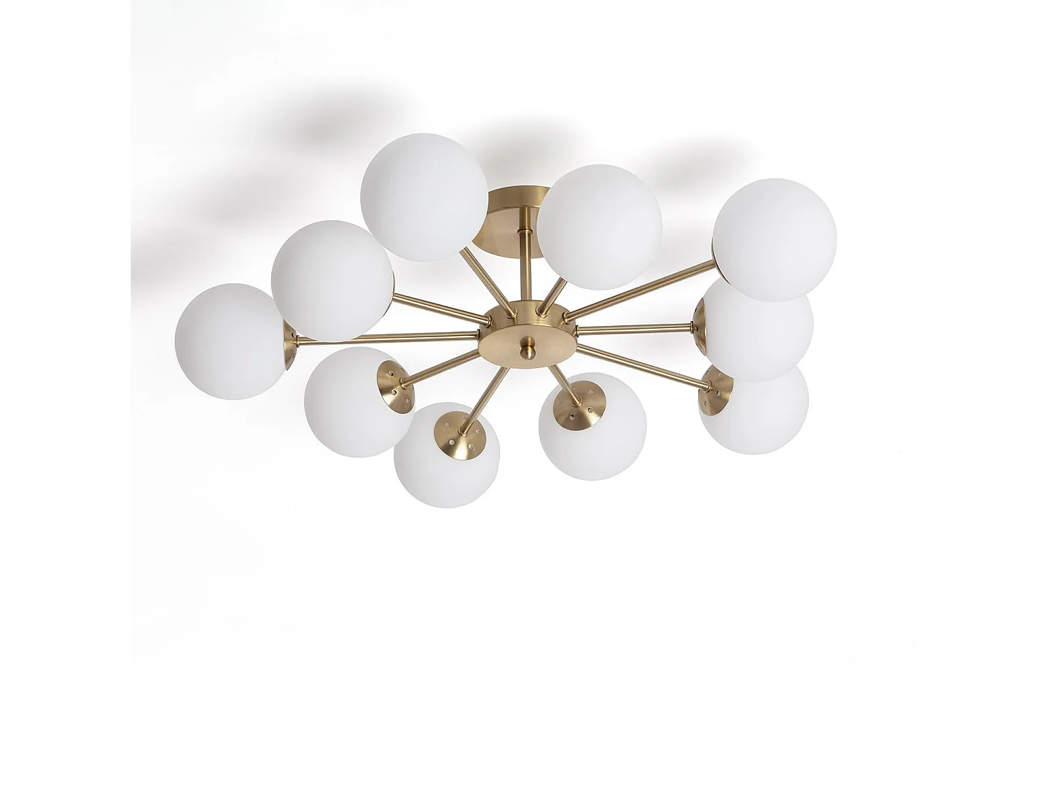 Plafonnier Métal et Verre Moonlight Brass 10 Spots Doré