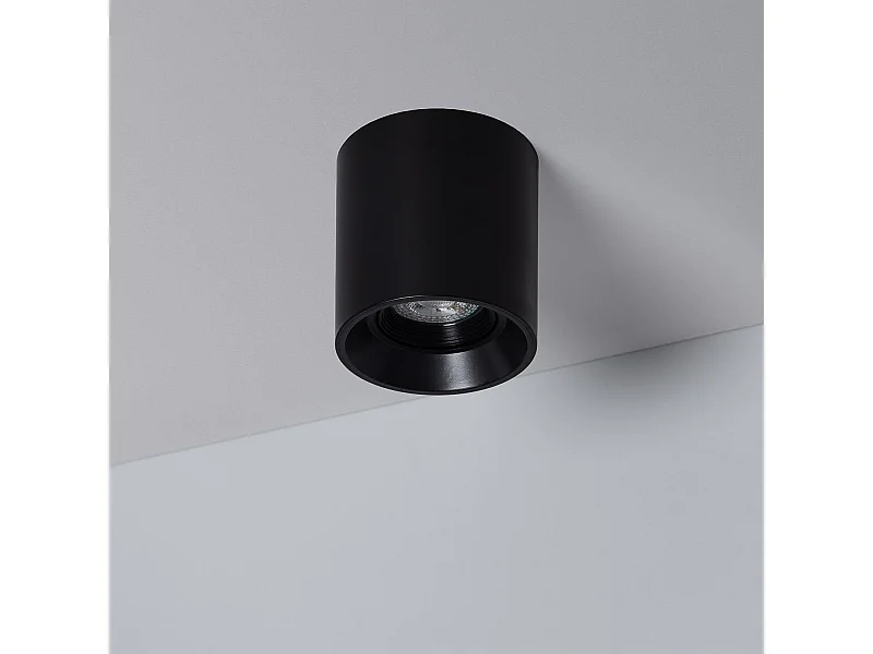 Applique da Soffitto Circolare Nero con Lampadina GU10 Space 4000K Bianco Naturale