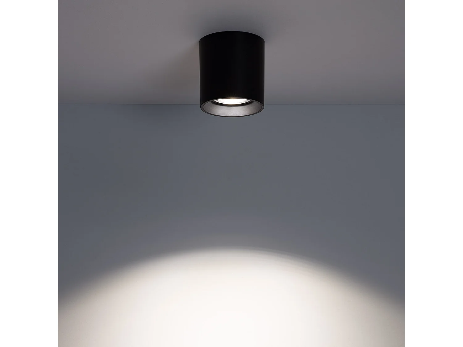 Applique da Soffitto Circolare Nero con Lampadina GU10 Space 4000K Bianco Naturale
