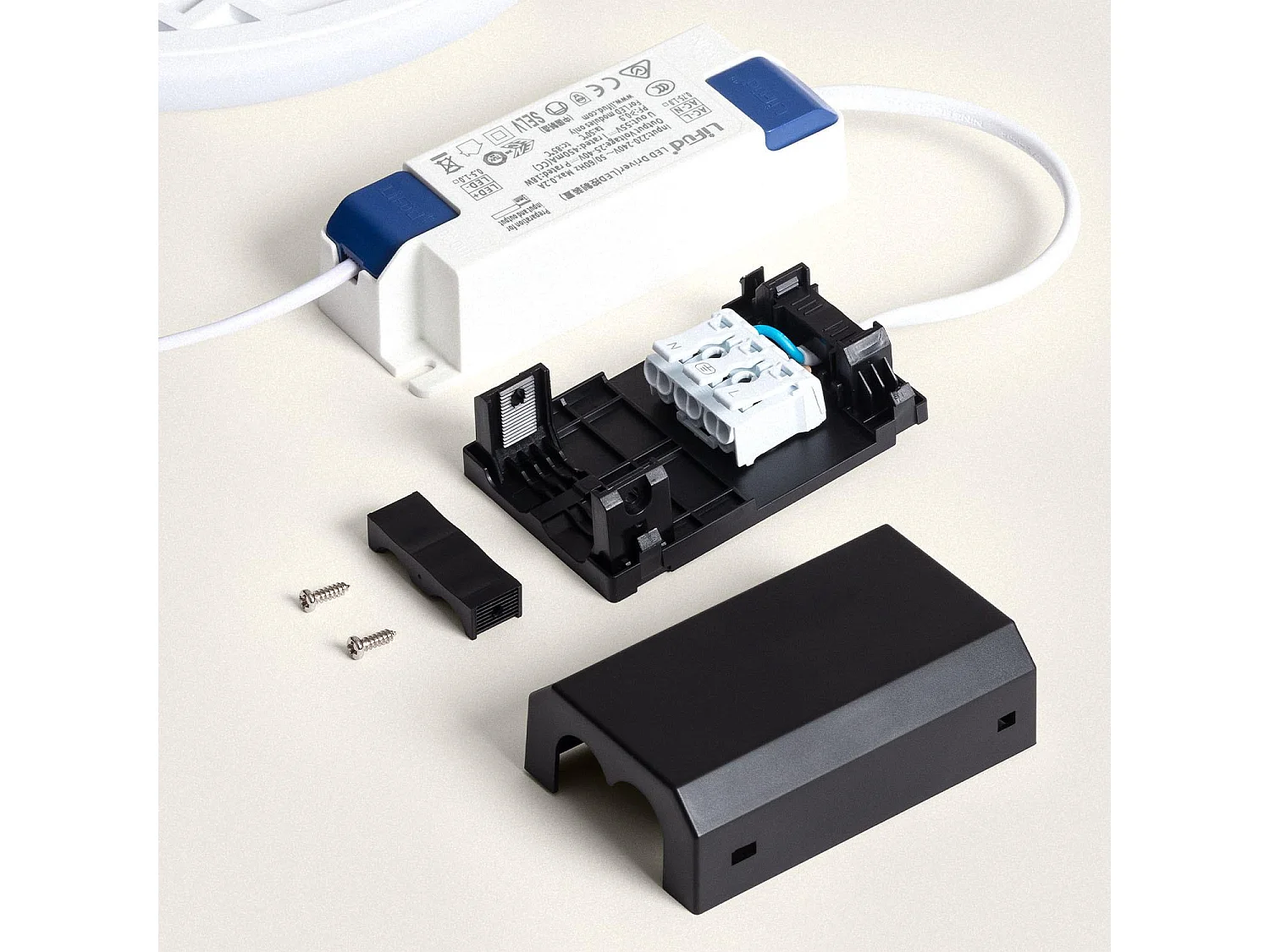 Dalle LED Ronde 18W en Saillie Coupe Ajustable Ø50-190 mm avec Boîtier de Connexions 4000K Blanc neutre