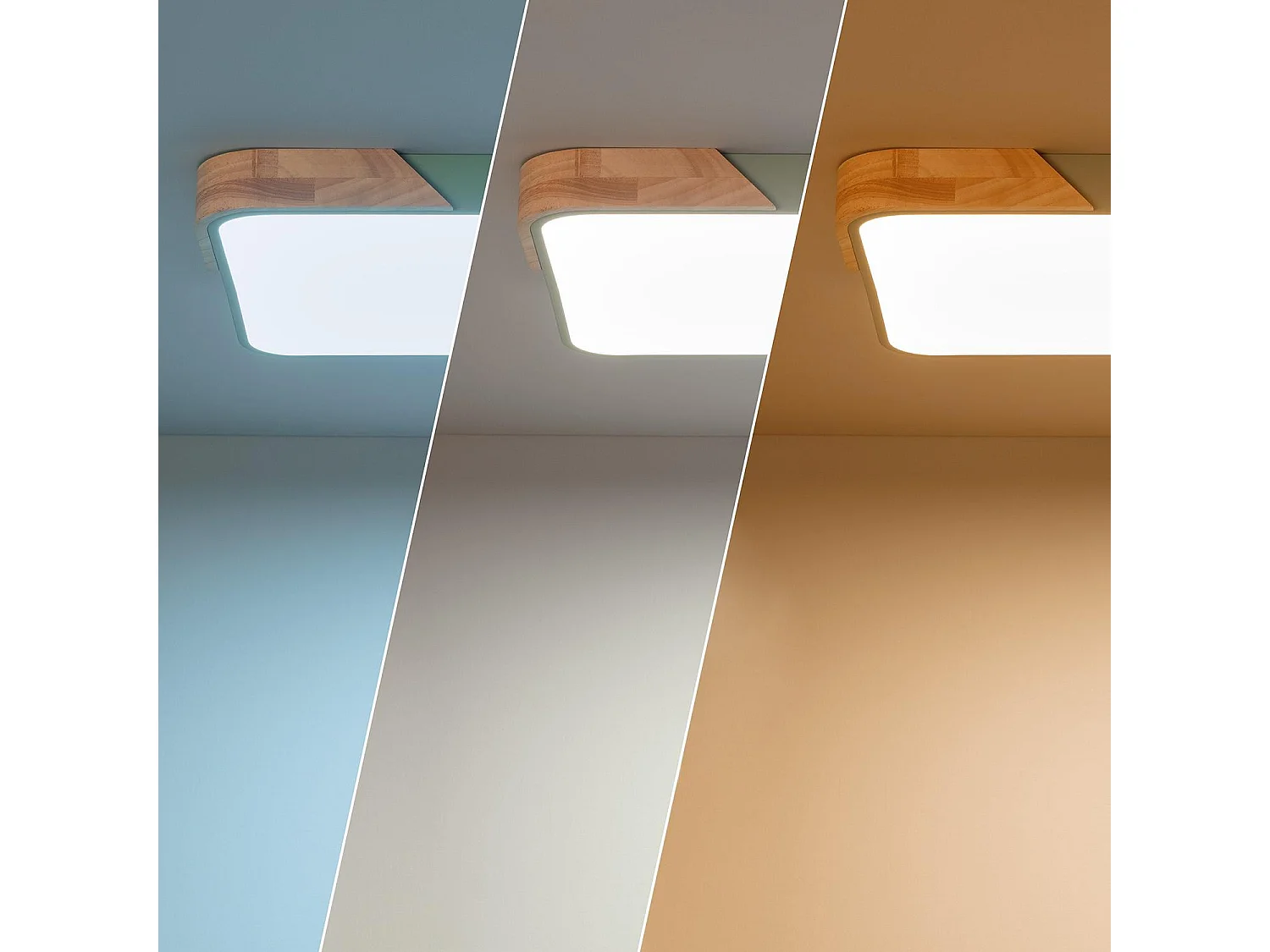 Plafonnier LED 30W Rectangulaire Bois et Métal 625x425 mm CCT Sélectionnable Semi-Dari Vert