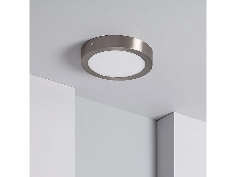 Plafoniera LED 18W Circolare Metallo Ø225 mm Argento 3000K Bianco Caldo