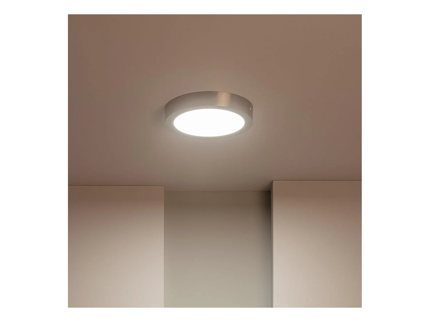 Plafoniera LED 18W Circolare Metallo Ø225 mm Argento 3000K Bianco Caldo