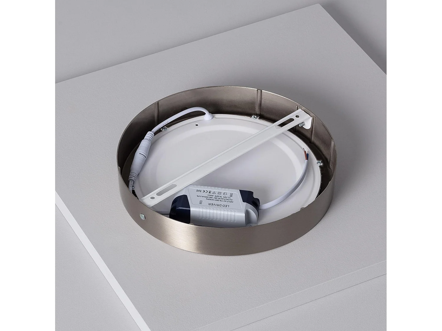 Plafonnier LED Rond 18W Métal Ø225 mm Argenté  3000K Blanc chaud