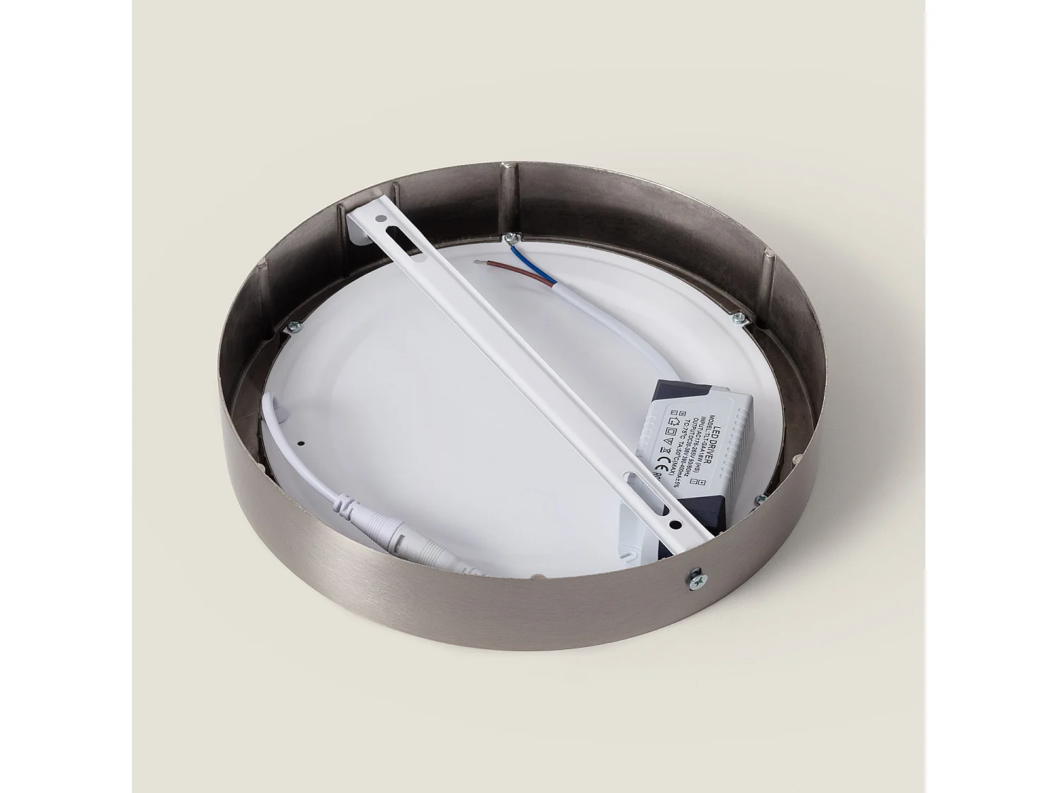 Plafonnier LED Rond 18W Métal Ø225 mm Argenté  3000K Blanc chaud