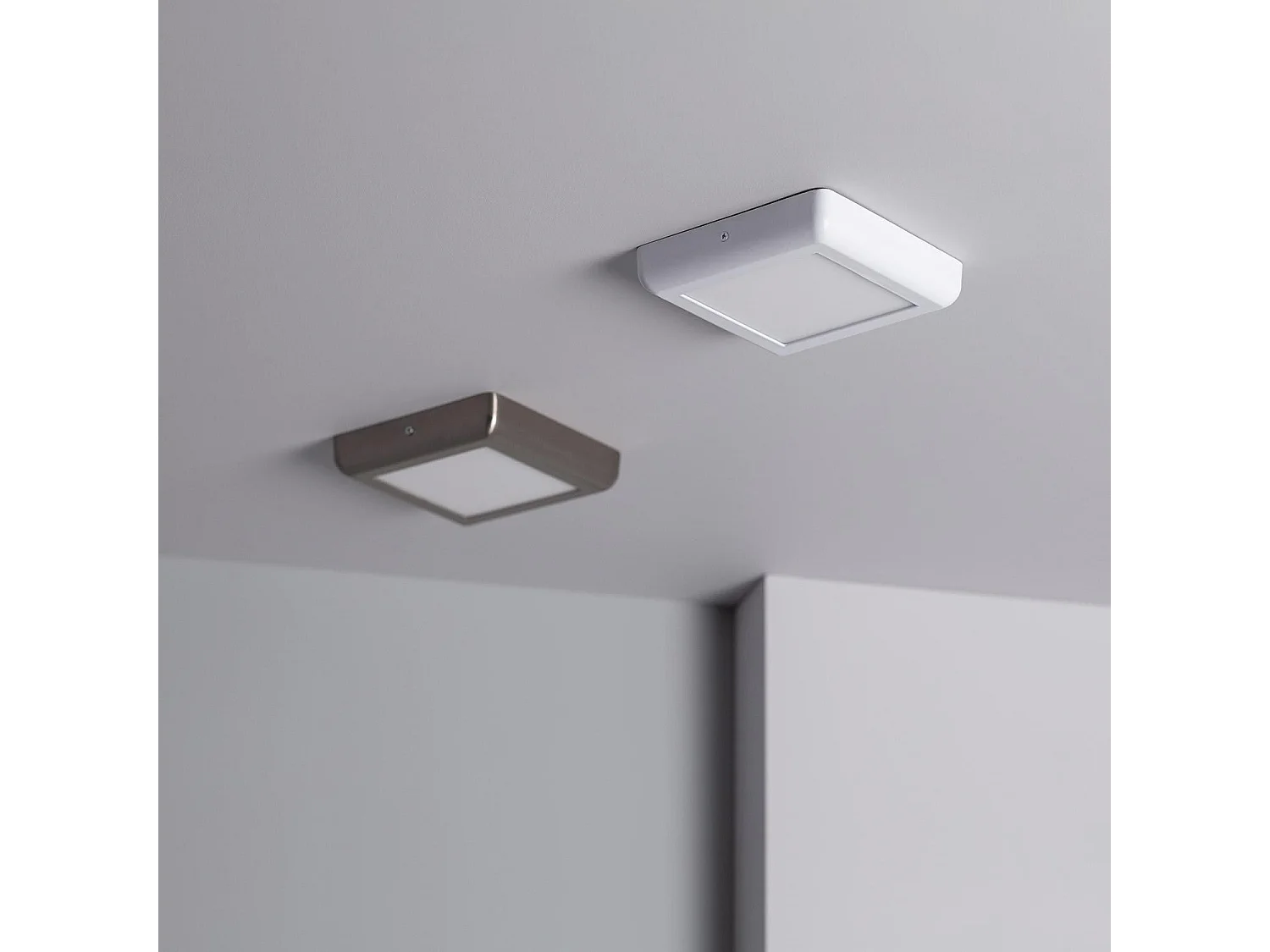 Plafoniera LED 12W Quadrato Metallo 178x178 mm Design Bianco 4000K Bianco Naturale