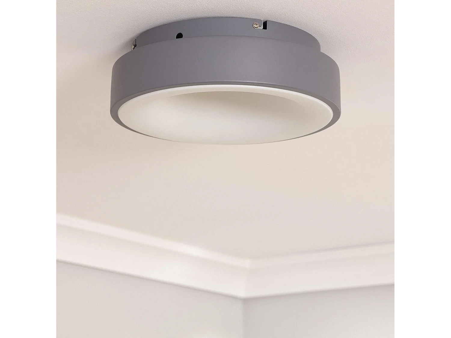 Plafoniera LED 15W Circolare Metallo Ø300 mm CCT Selezionabile Wingu Grigio