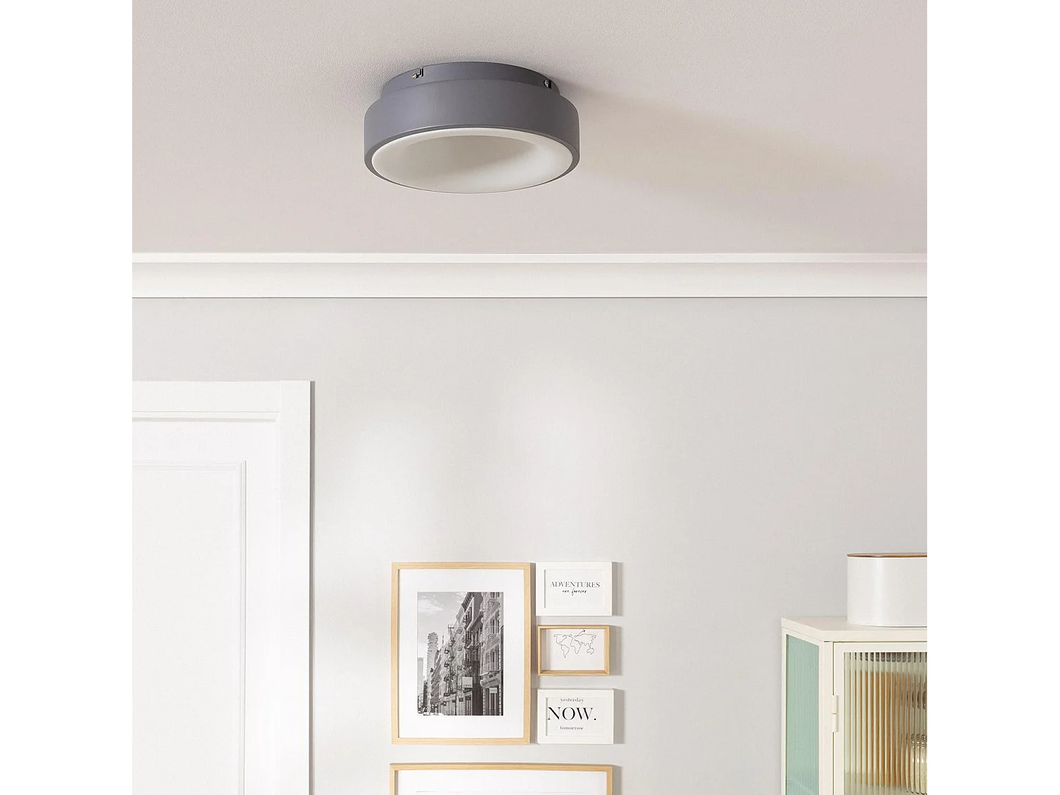 Plafoniera LED 15W Circolare Metallo Ø300 mm CCT Selezionabile Wingu Grigio
