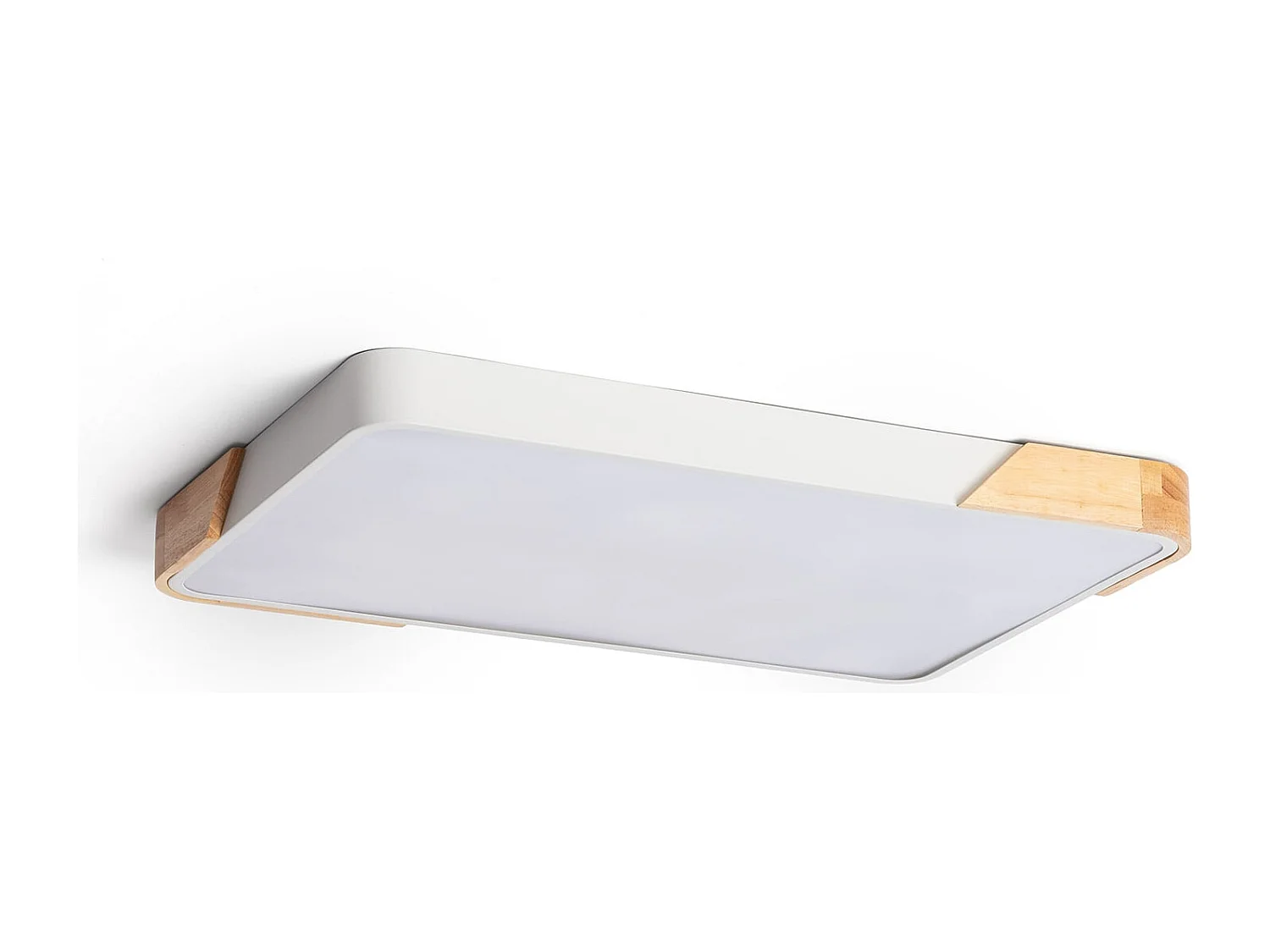 Plafón LED 30W Rectangular Madera y Aluminio 625x425 mm CCT Seleccionable Semi-Dari Blanco