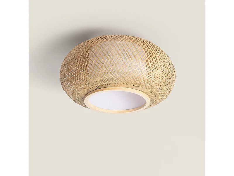 Plafonnier LED Rond Bambou Ø400 mm Denia Naturel
