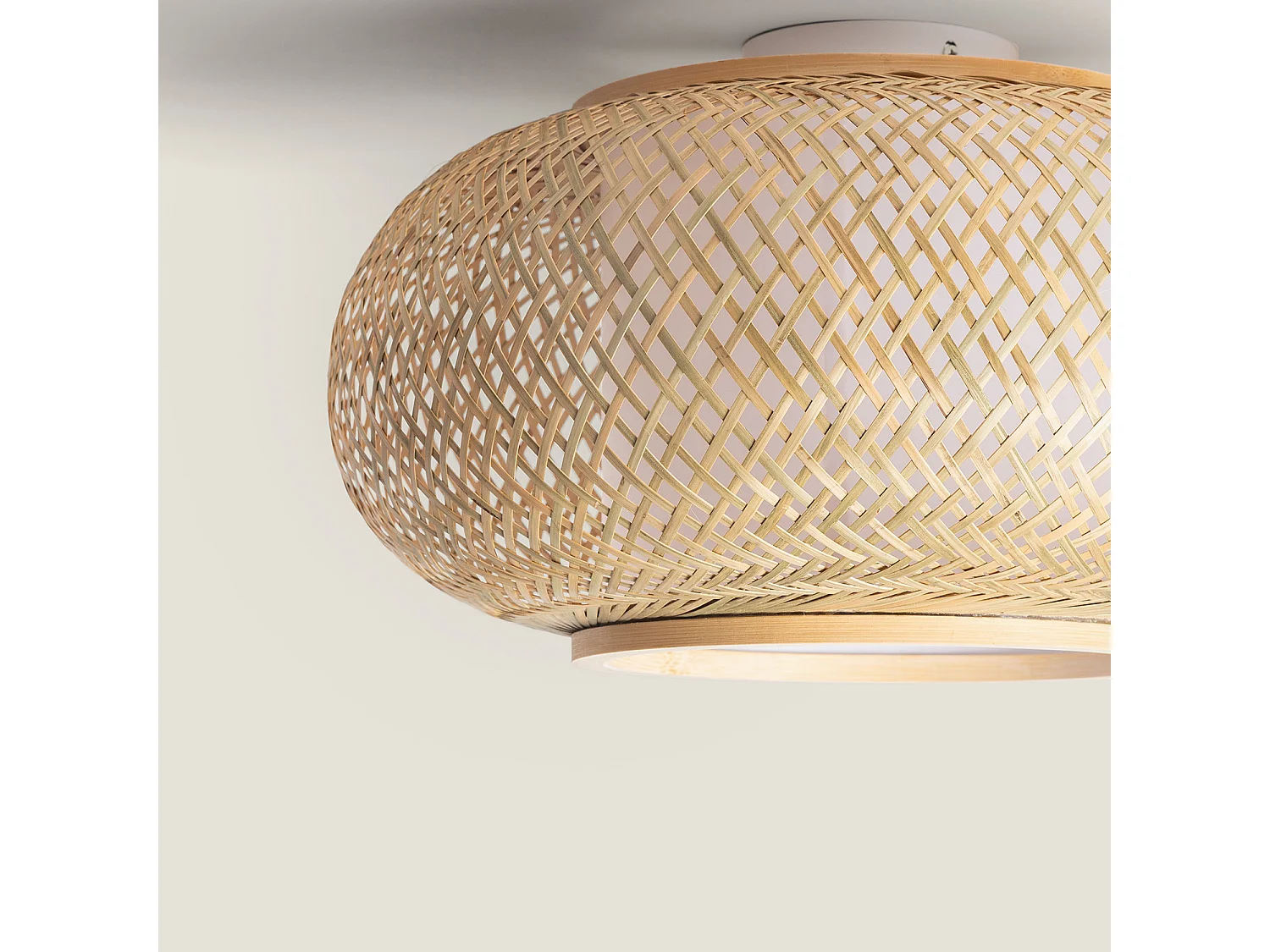 Plafonnier LED Rond Bambou Ø400 mm Denia Naturel