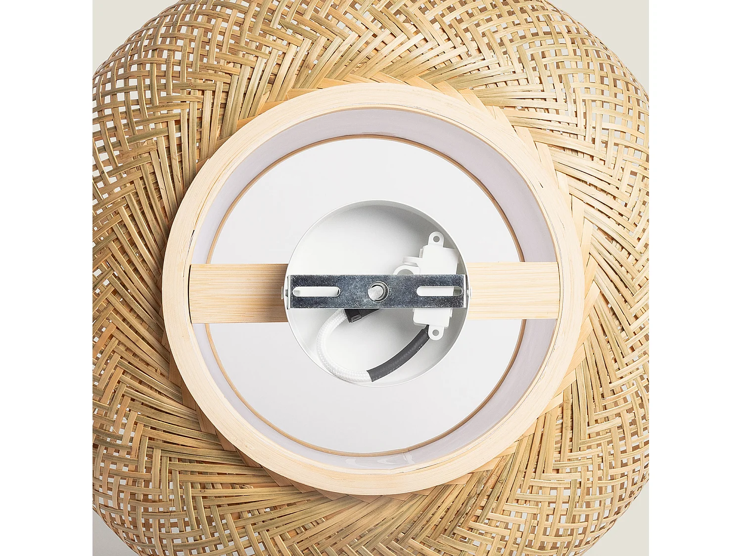 Plafonnier LED Rond Bambou Ø400 mm Denia Naturel