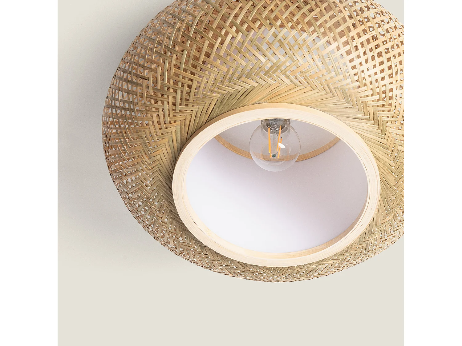 Plafonnier LED Rond Bambou Ø400 mm Denia Naturel