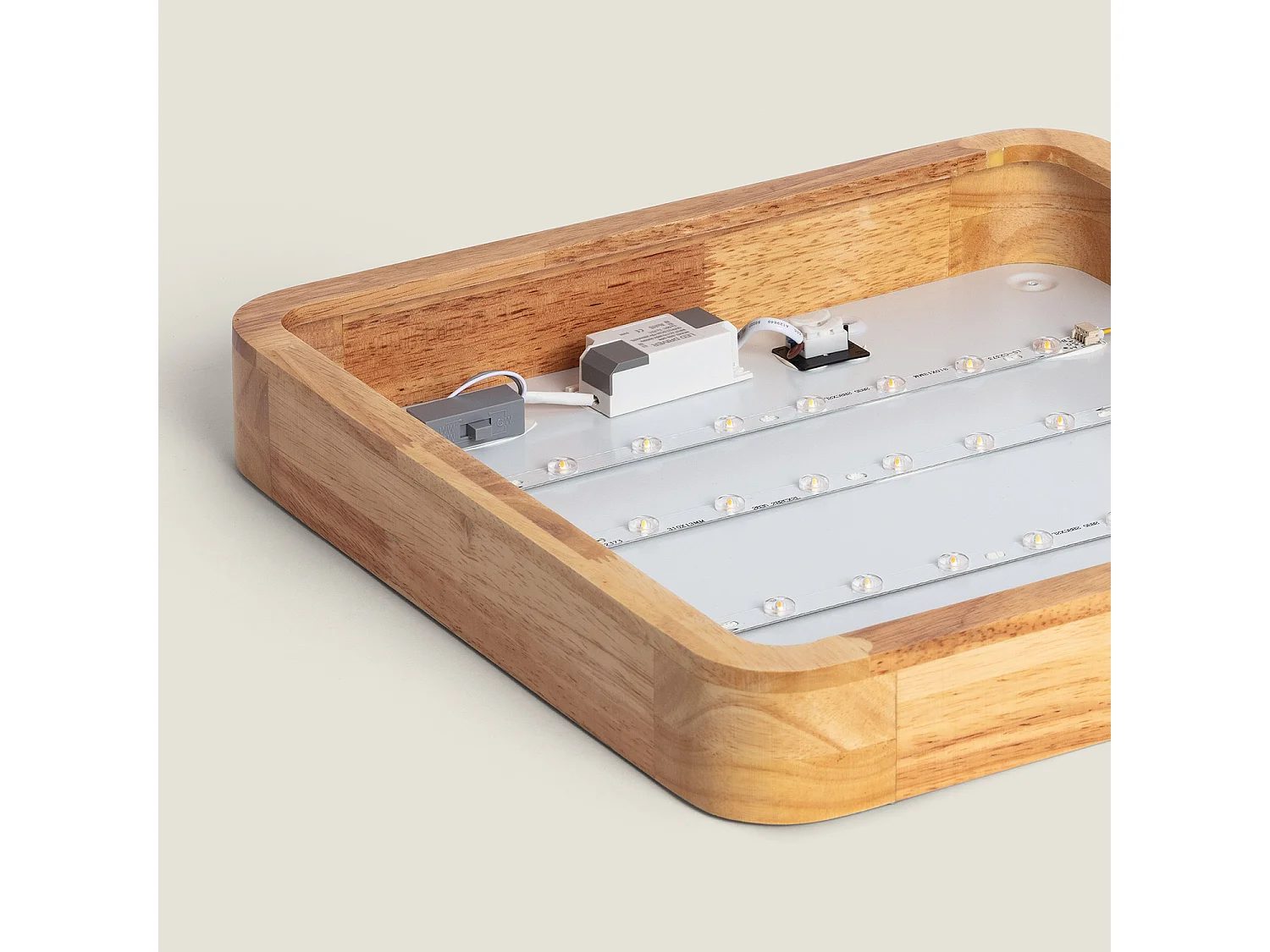 Plafonnier LED Carré Bois 20W CCT Sélectionnable Kayu 400x400 mm Bois