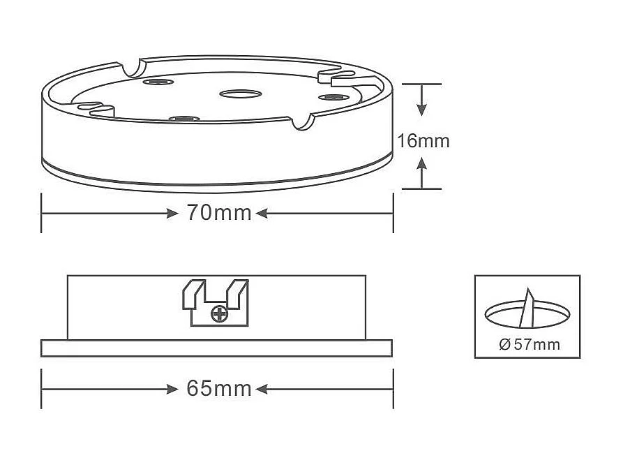 Plafonnier LED Bas de Meuble 3W 12V DC Rond Ø70 mm Coupe Ø57 mm Sélectionnable (chaud-neutre)