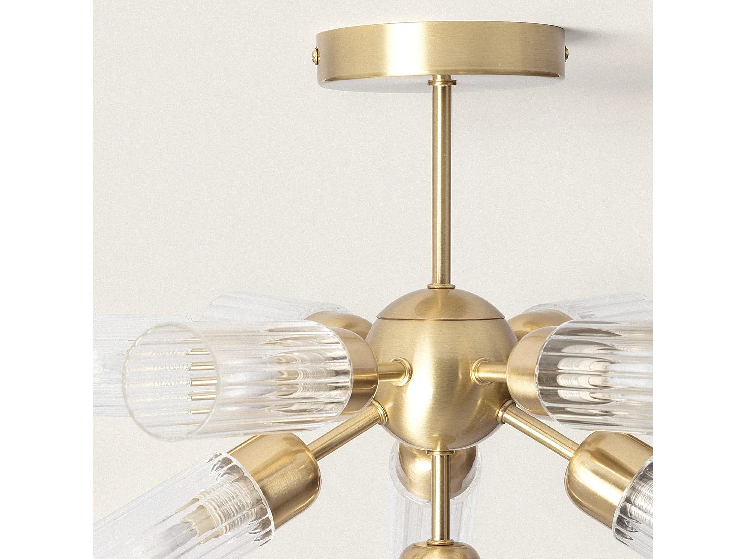 Lámpara de Techo Metal y Cristal 10 Focos Iraide Dorado