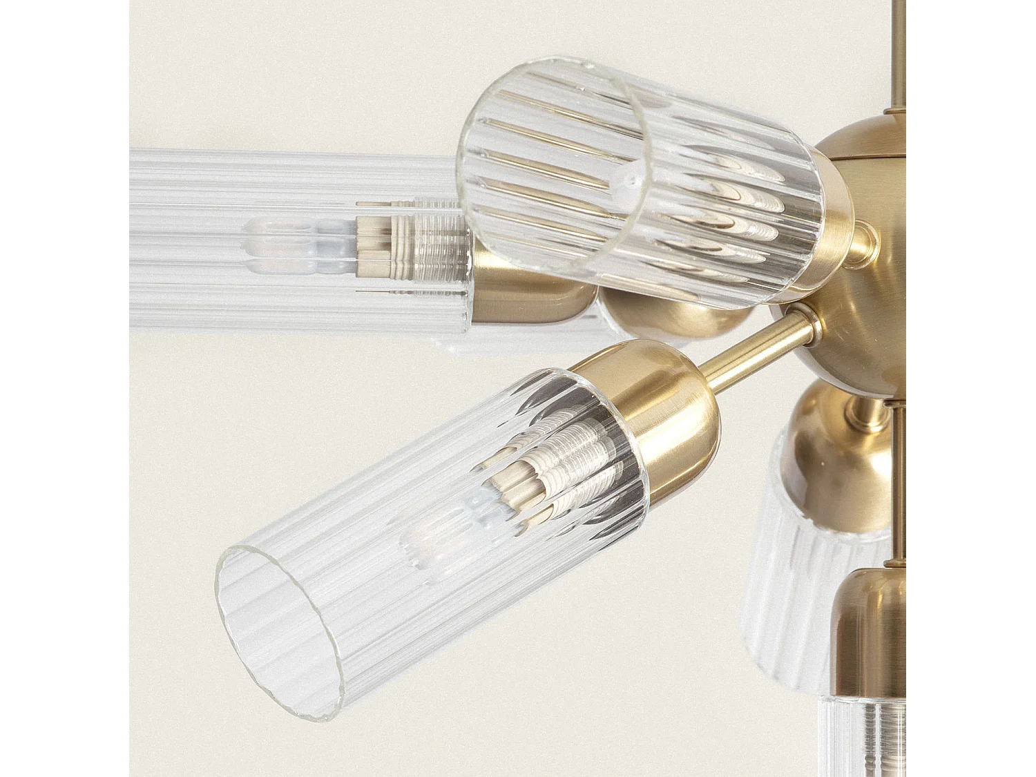 Lámpara de Techo Metal y Cristal 10 Focos Iraide Dorado