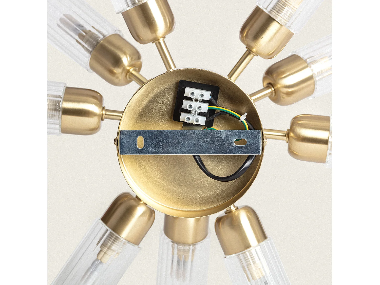 Lámpara de Techo Metal y Cristal 10 Focos Iraide Dorado