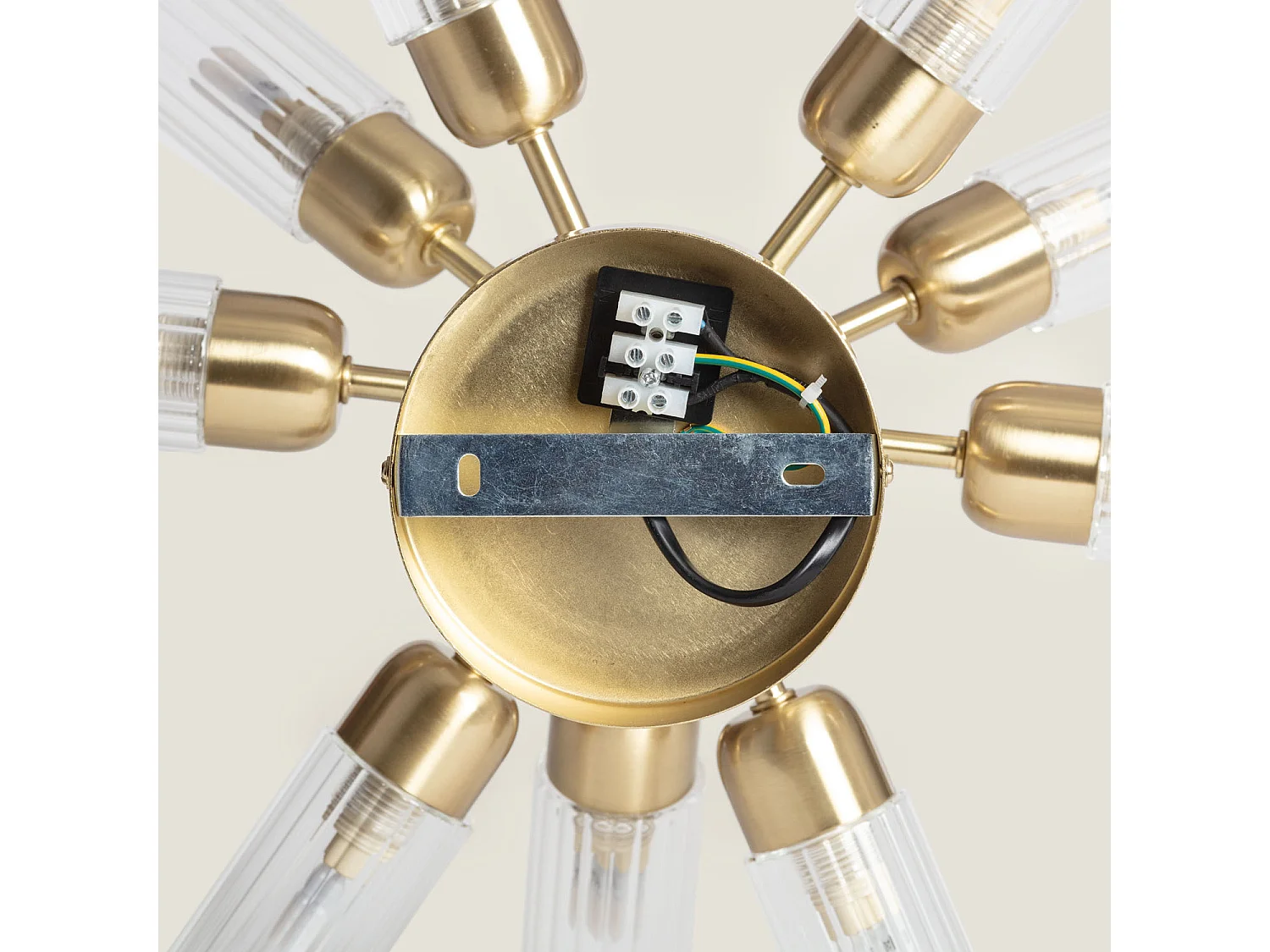 Lámpara de Techo Metal y Cristal 10 Focos Iraide Dorado