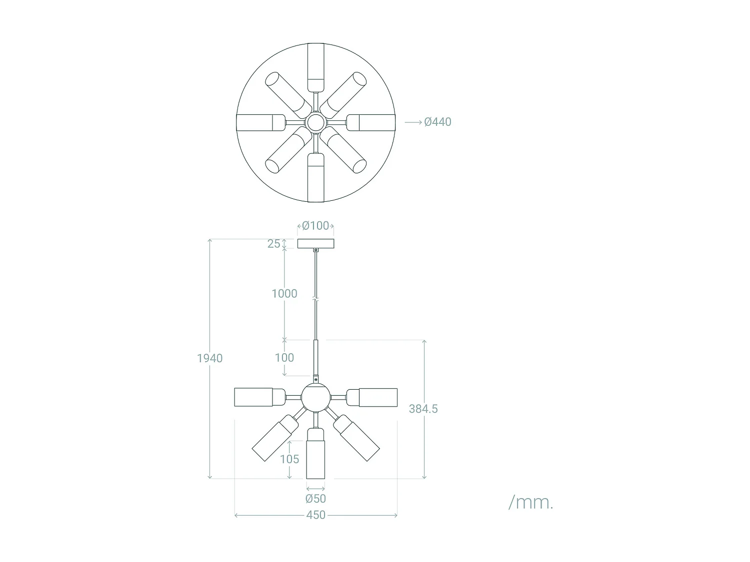Lámpara de Techo Metal y Cristal 10 Focos Iraide Dorado