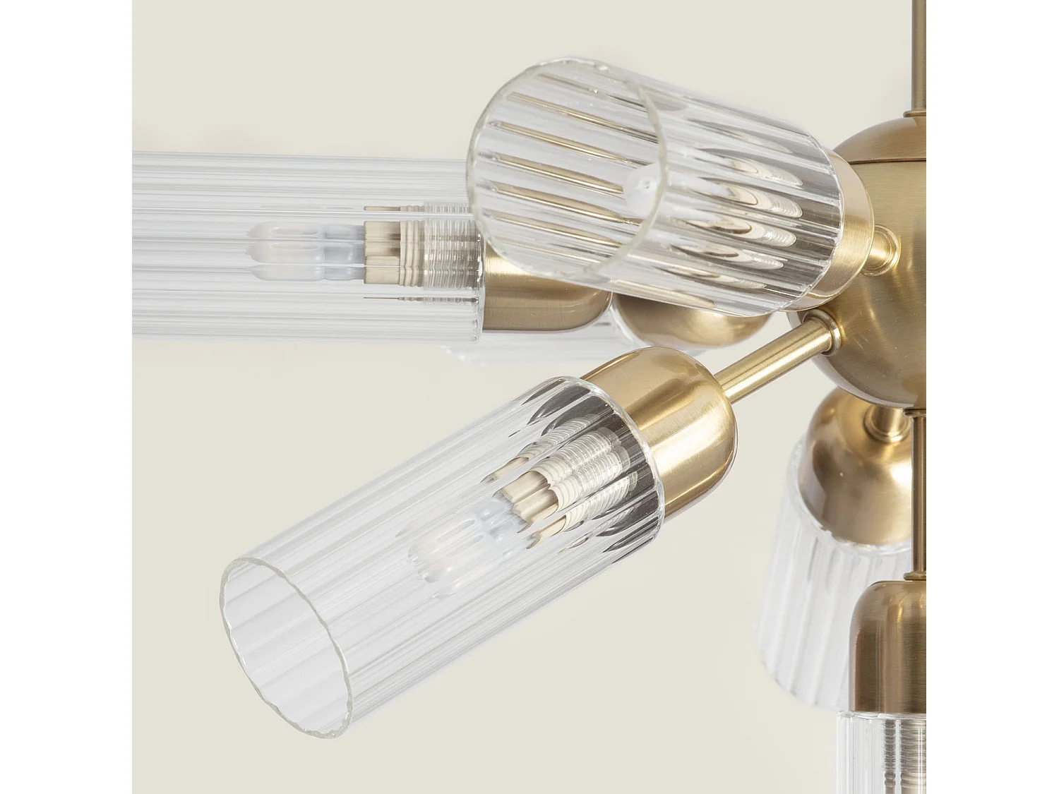 Lámpara de Techo Metal y Cristal 10 Focos Iraide Dorado