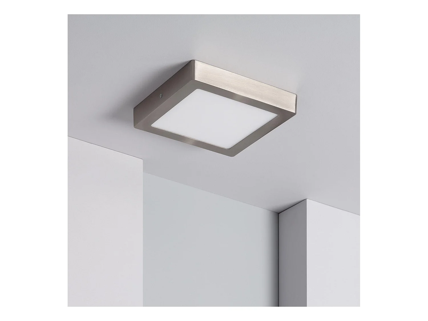 Plafón LED 18W Cuadrado Metal 225x225 mm Silver 3000K Blanco Cálido