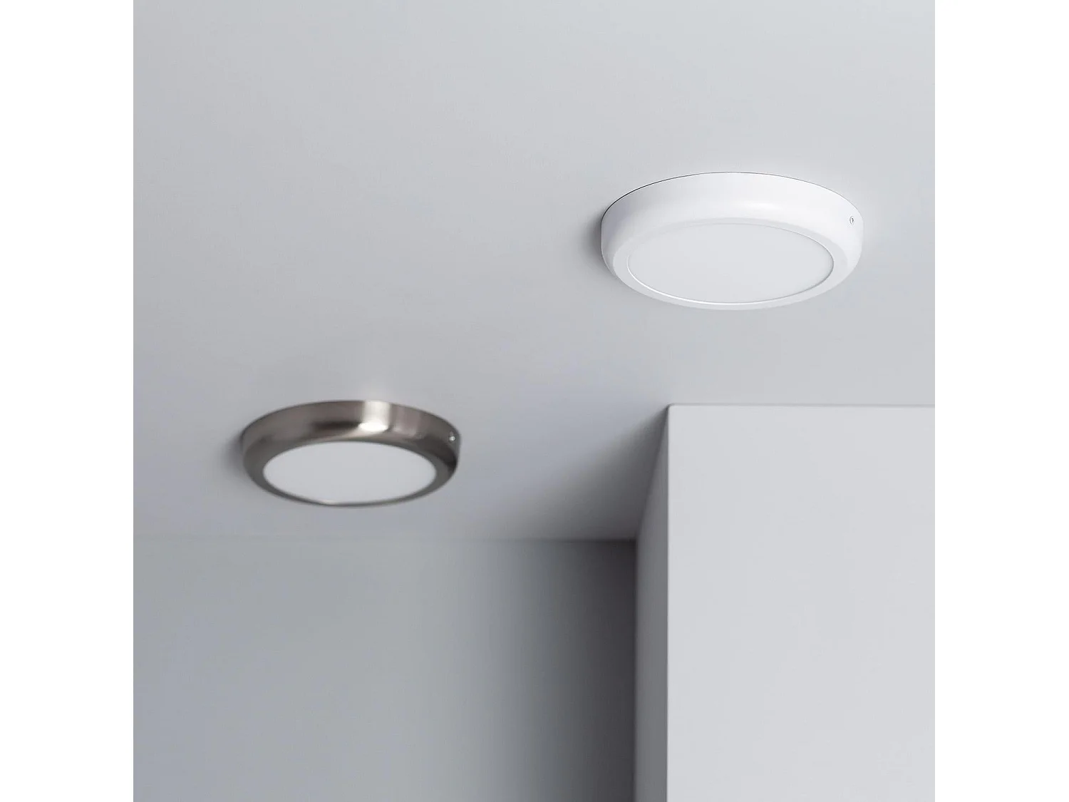 Plafoniera LED 18W Circolare Metallo Ø225 mm Design Argento 3000K Bianco Caldo