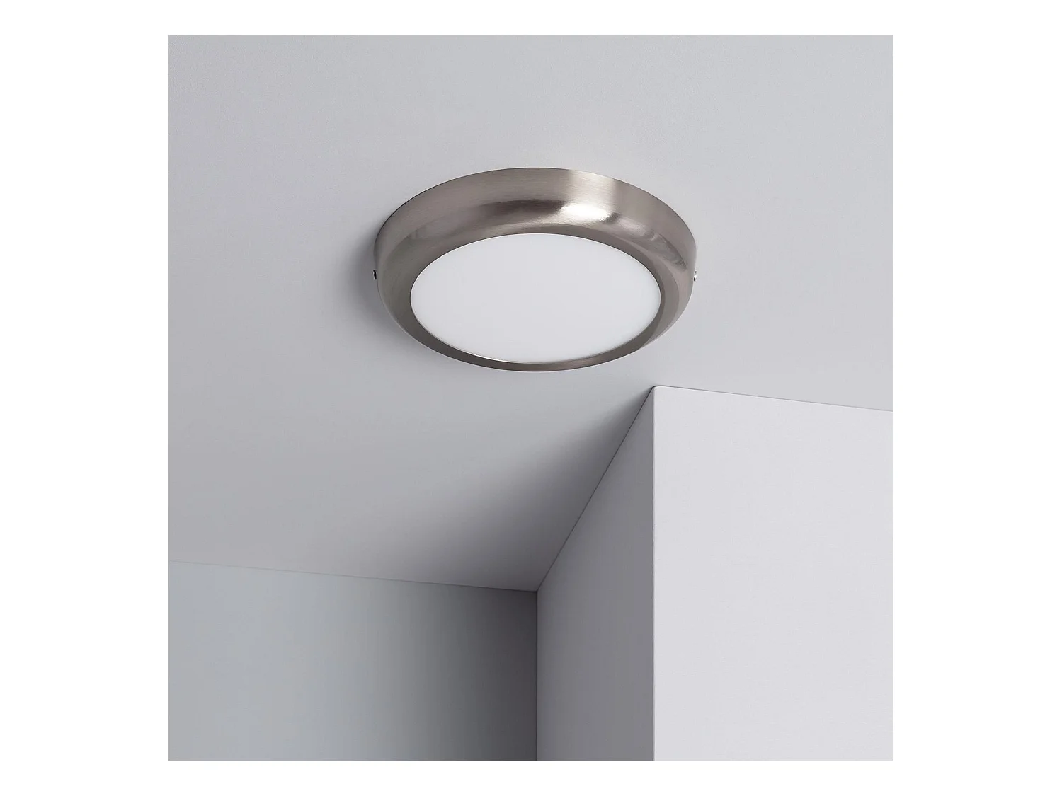 Plafonnier LED Rond Métal Design Silver 18W Ø225mm  3000K Blanc chaud