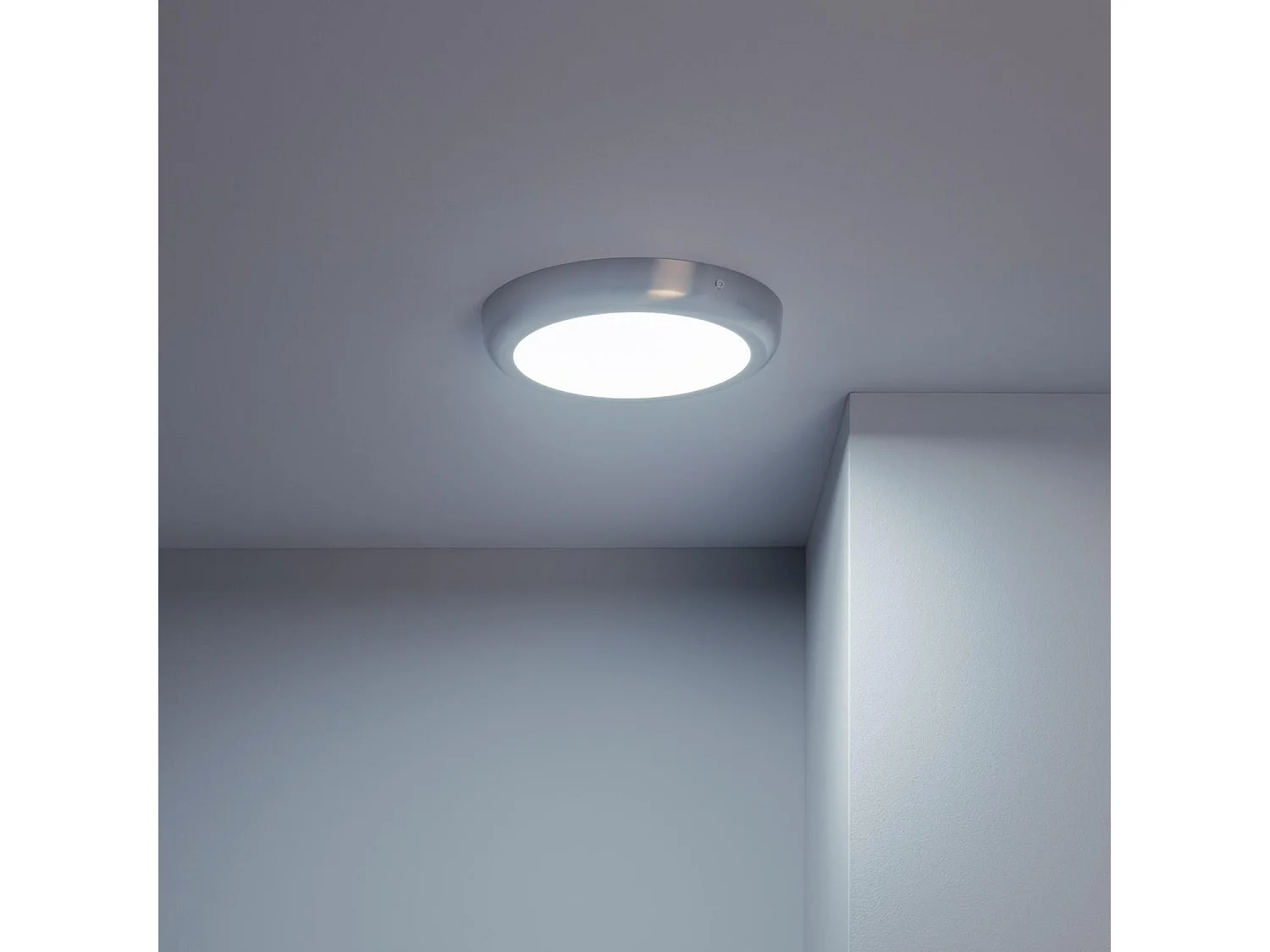 Plafonnier LED Rond Métal Design Silver 18W Ø225mm  3000K Blanc chaud