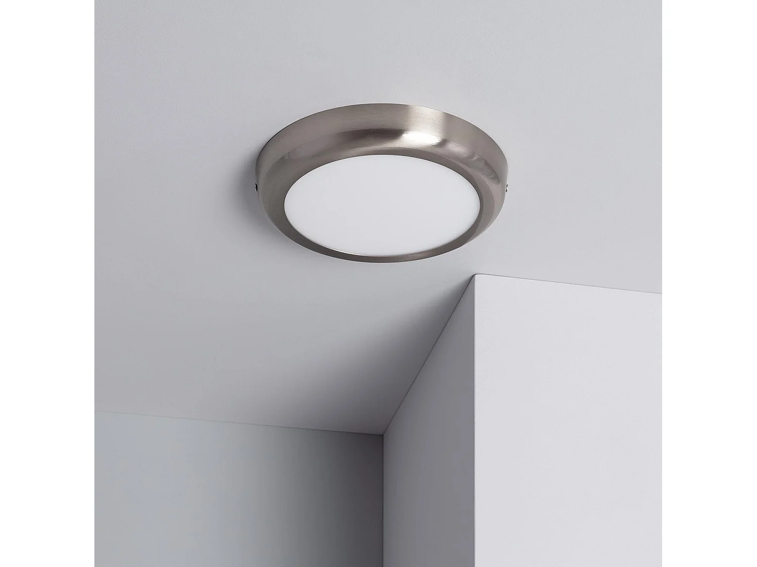Plafoniera LED 18W Circolare Metallo Ø225 mm Design Argento 3000K Bianco Caldo