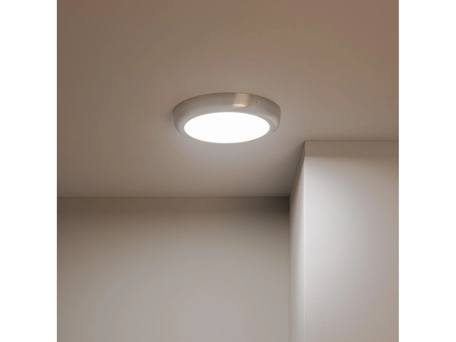 Plafoniera LED 18W Circolare Metallo Ø225 mm Design Argento 3000K Bianco Caldo
